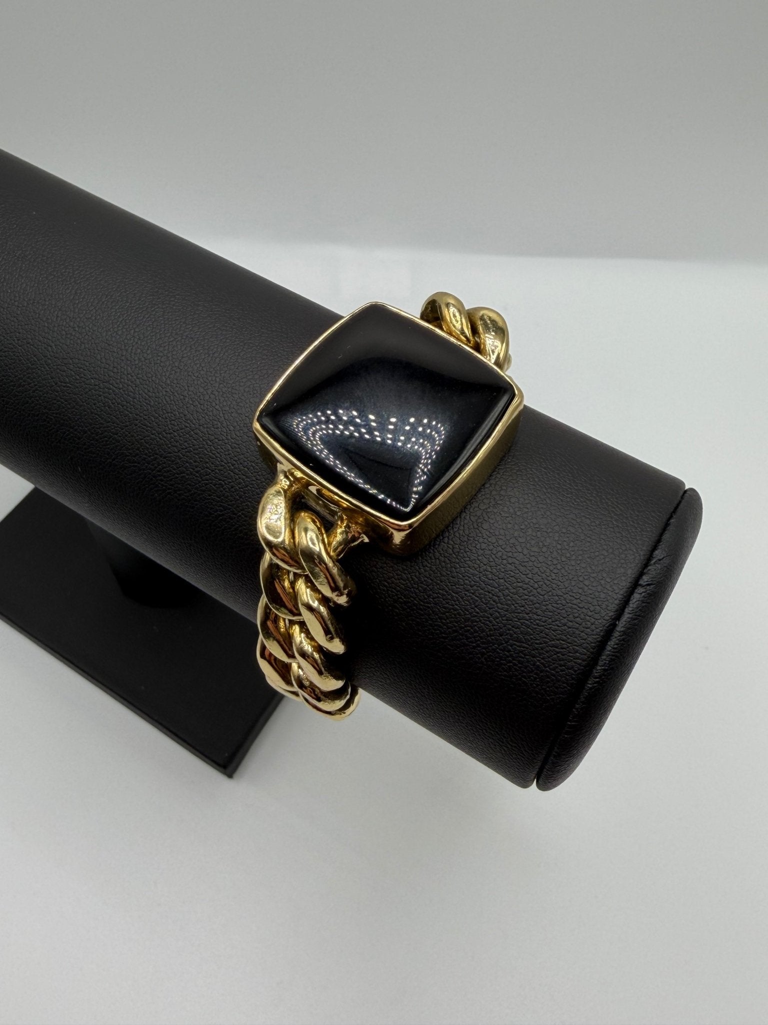 Black obsidian Square Chain Bracelet - AVA Jewelry