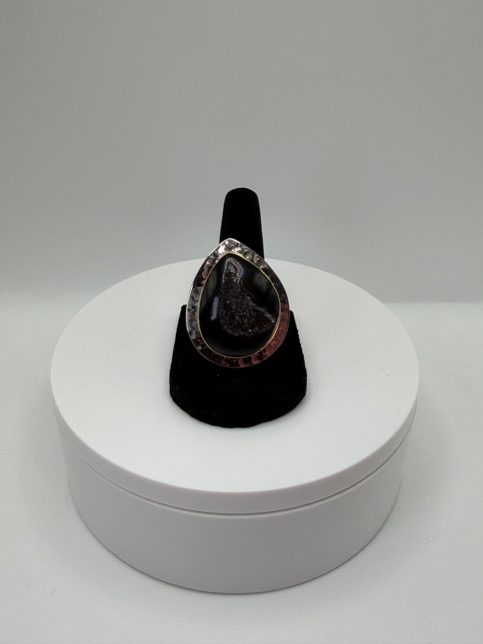 Black oval druzy ring - AVA Jewelry