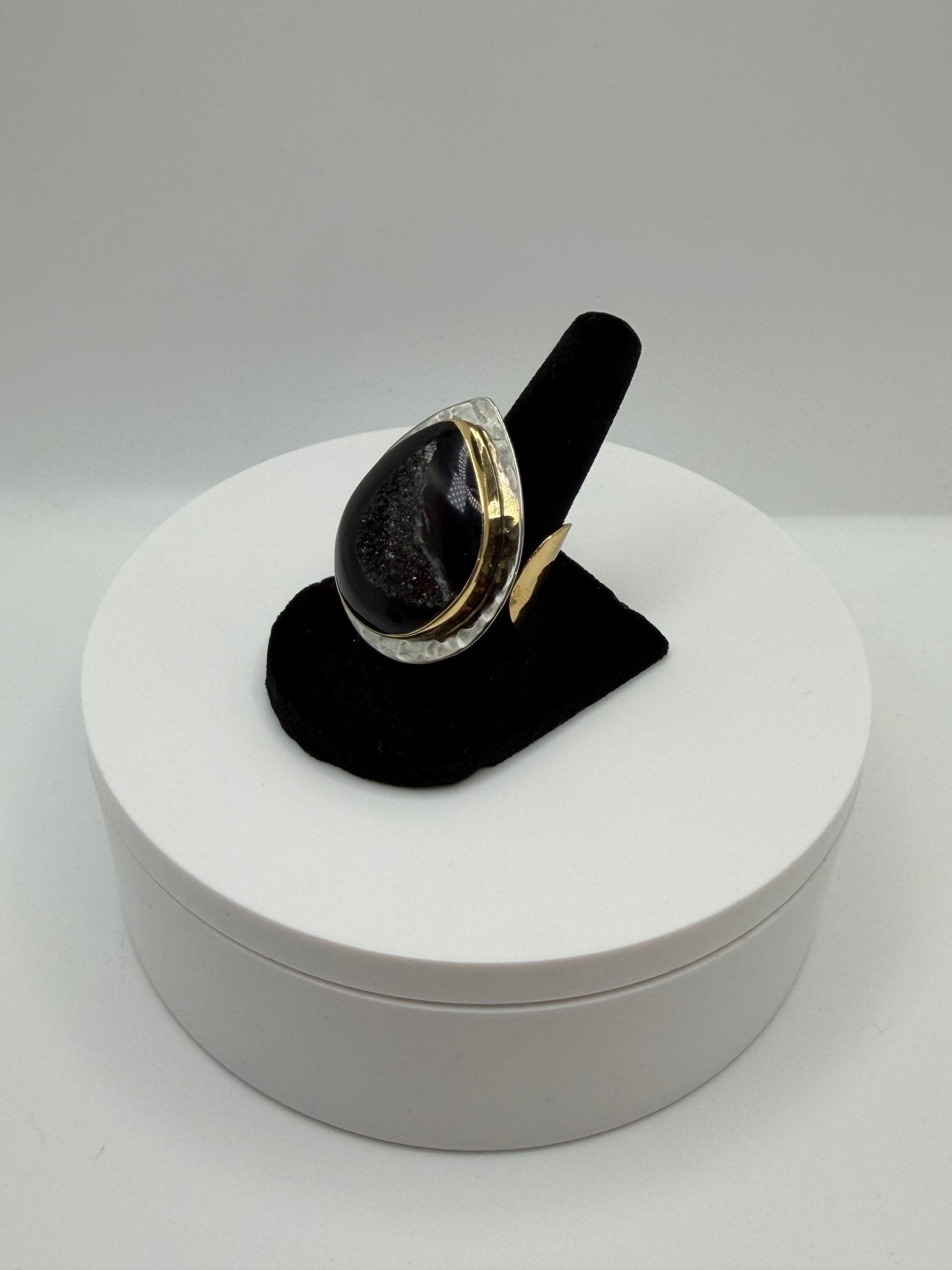 Black oval druzy ring - AVA Jewelry