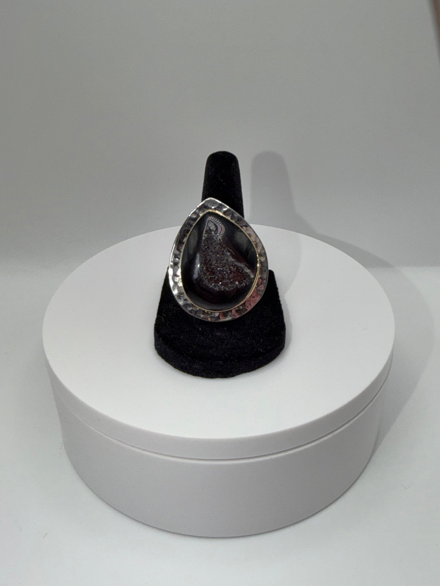 Black oval druzy ring - AVA Jewelry