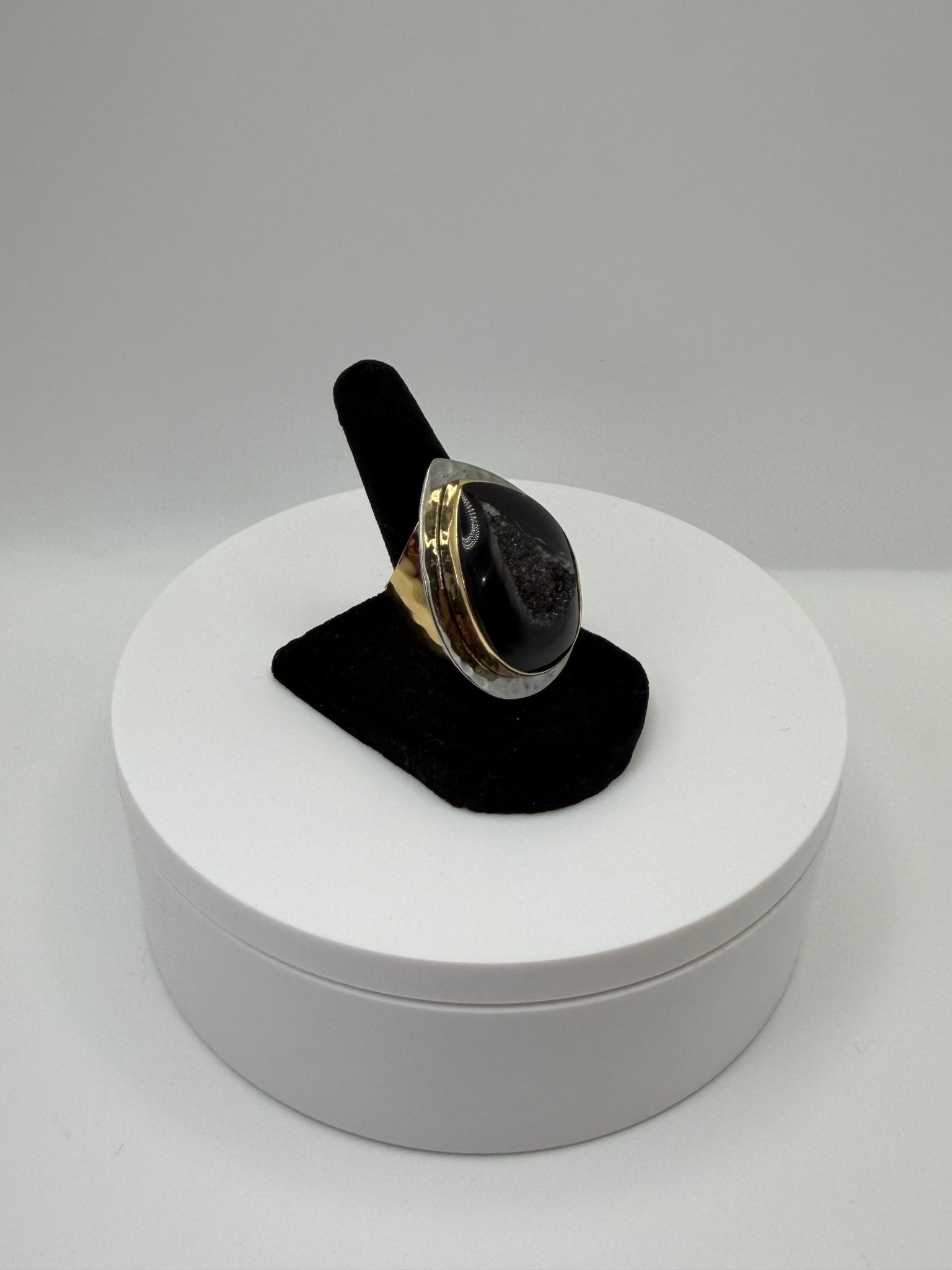 Black oval druzy ring - AVA Jewelry