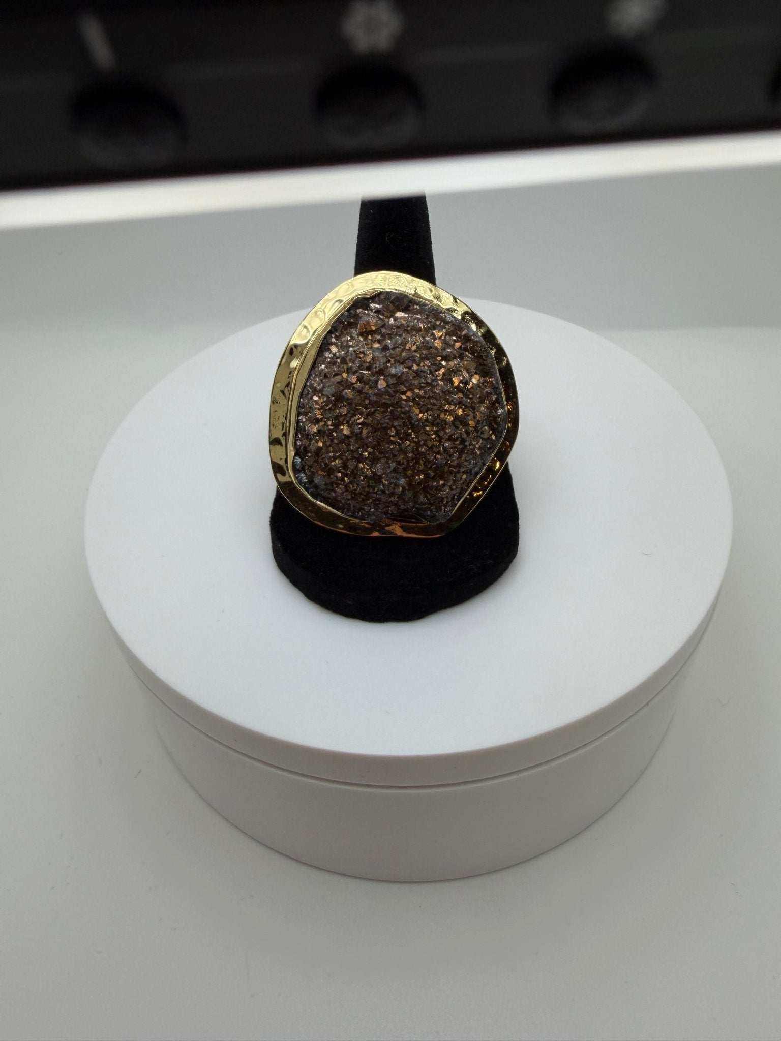Brown druzy framed ring - AVA Jewelry