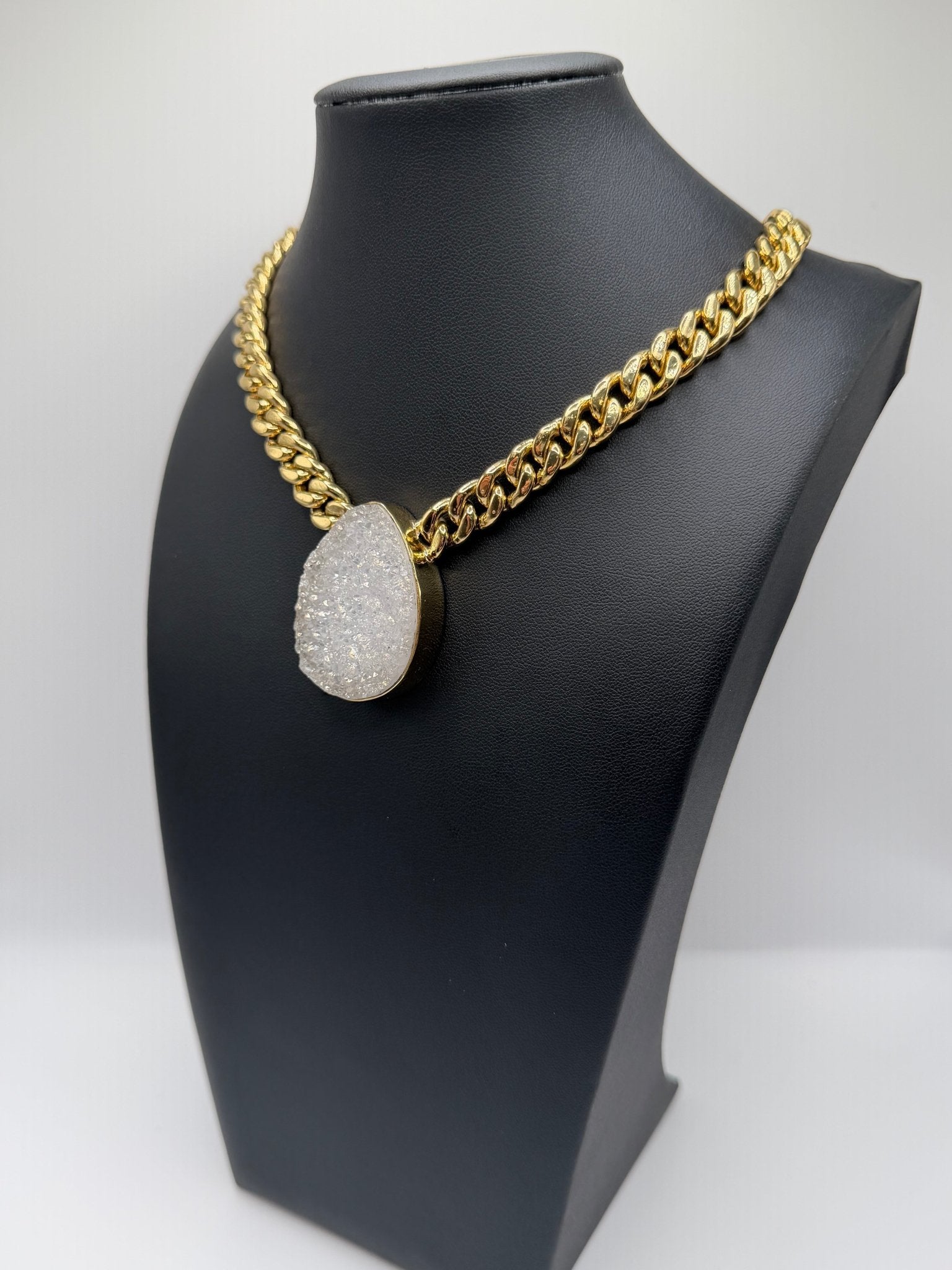 glam White druzy petite chain - AVA Jewelry