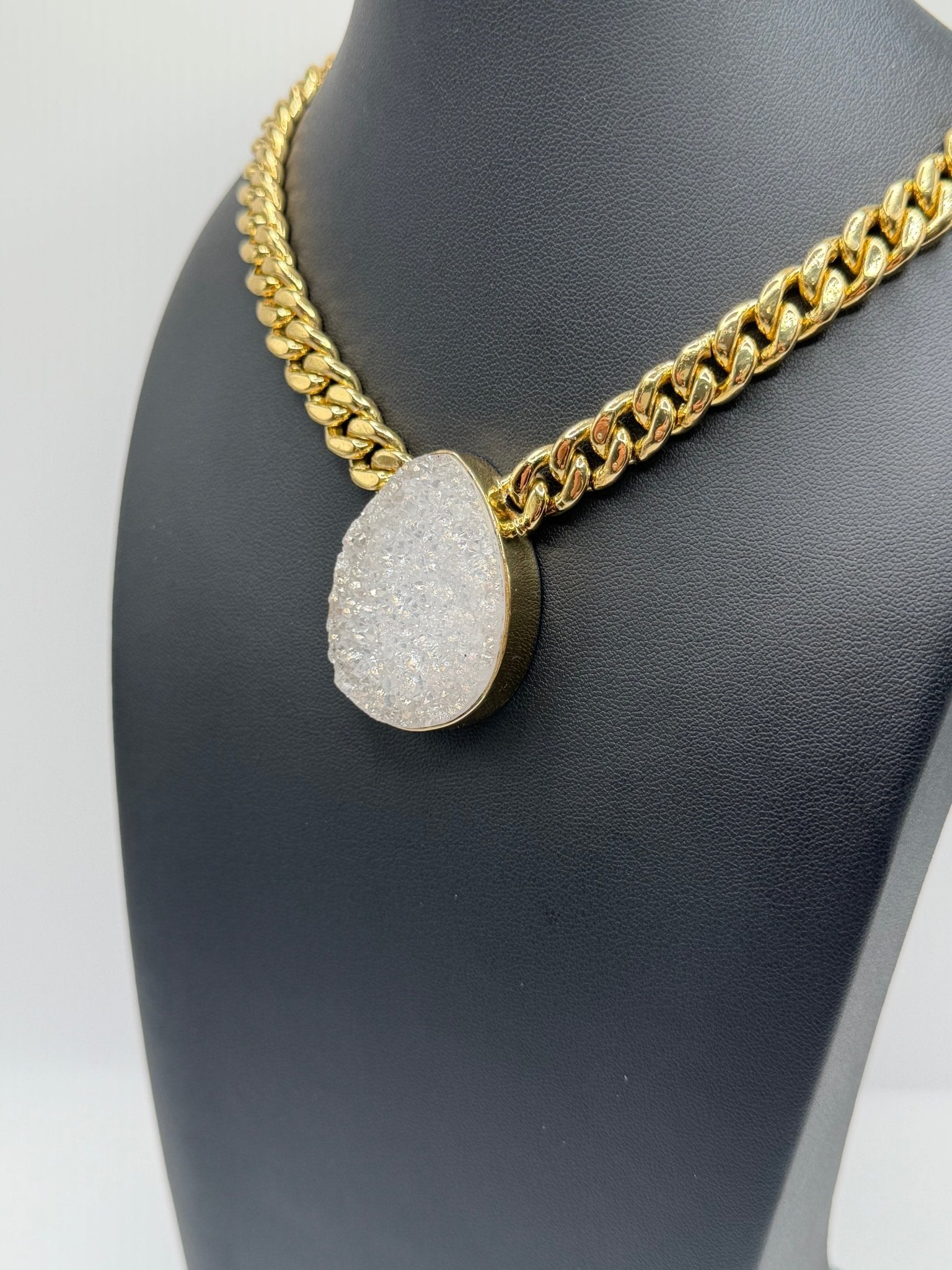 glam White druzy petite chain - AVA Jewelry