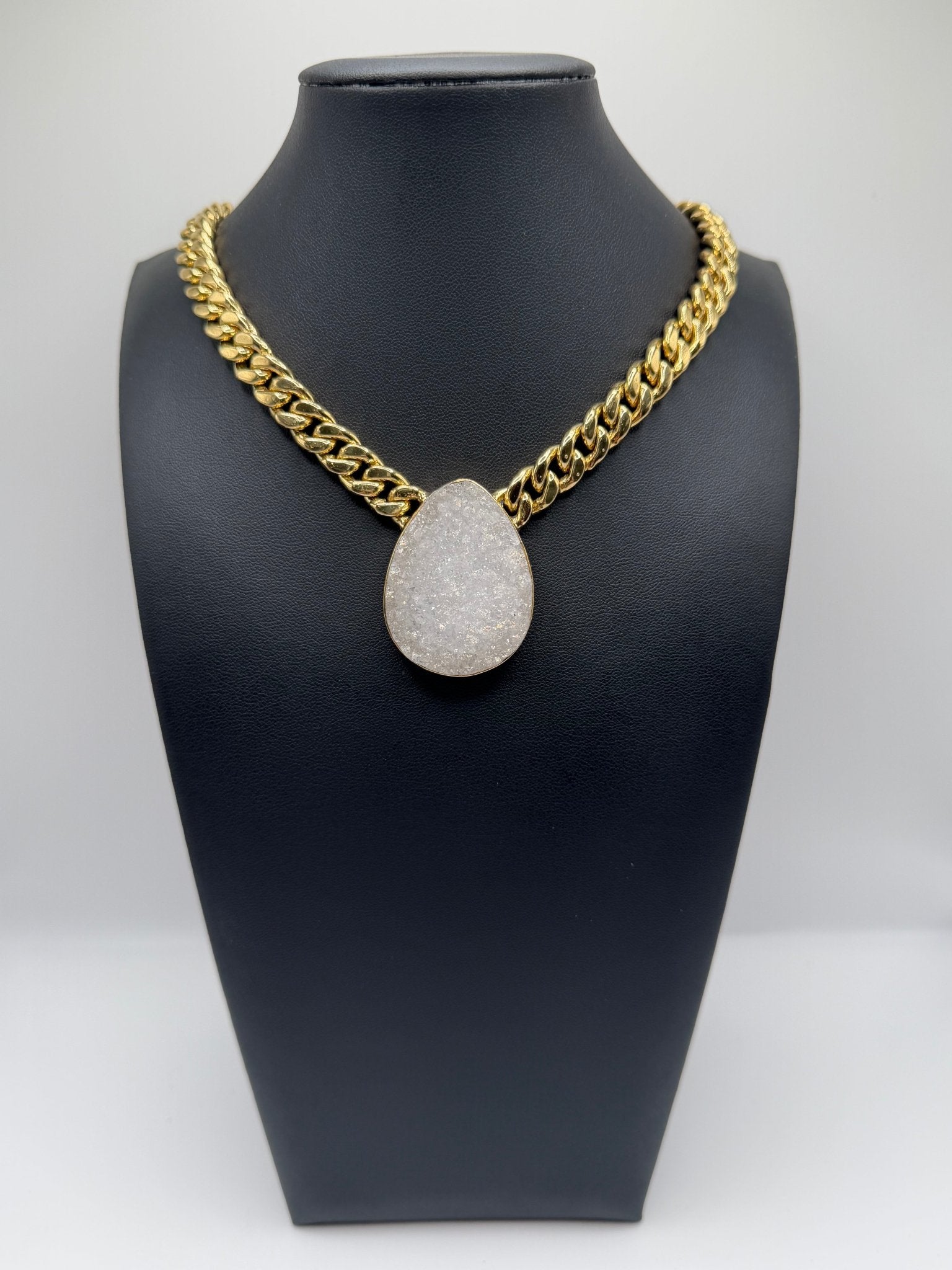 glam White druzy petite chain - AVA Jewelry