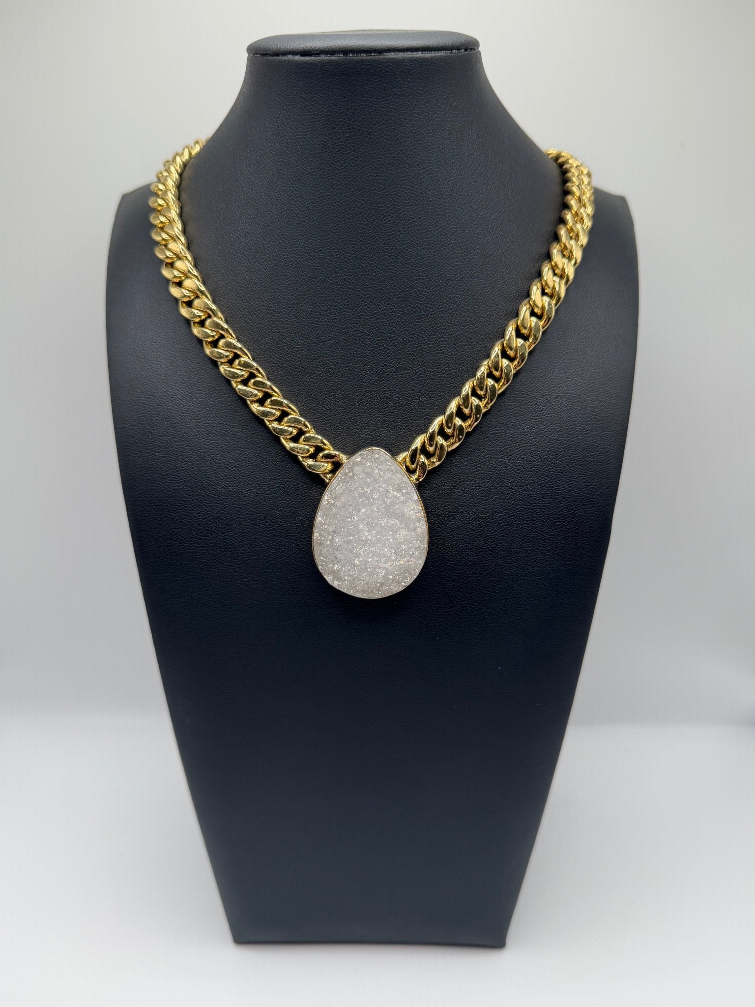 glam White druzy petite chain - AVA Jewelry
