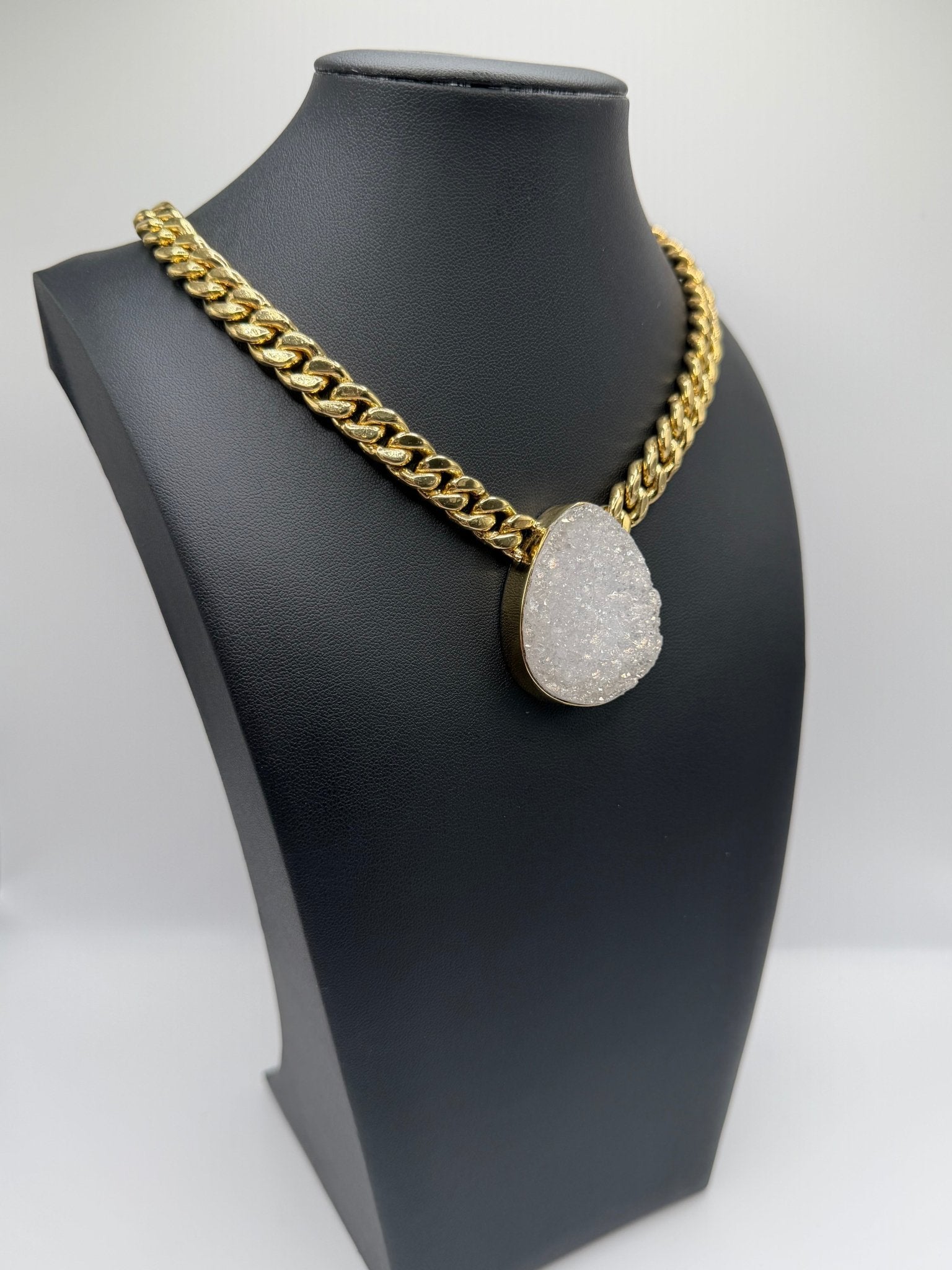 glam White druzy petite chain - AVA Jewelry