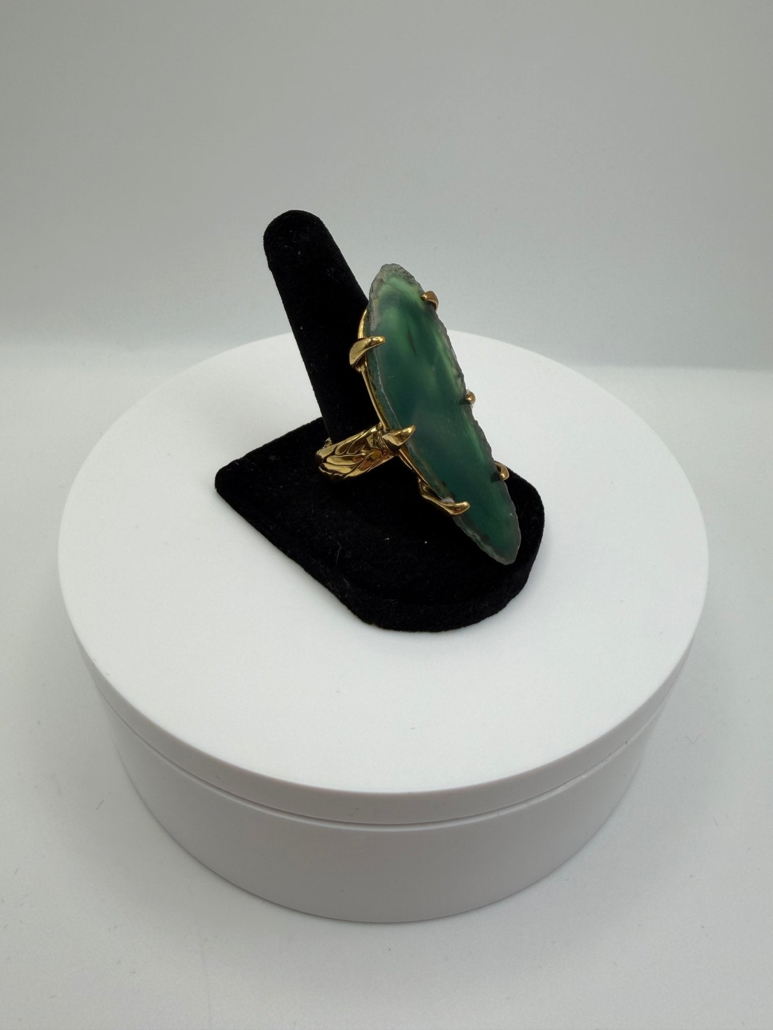 Green agate braided ring - AVA Jewelry