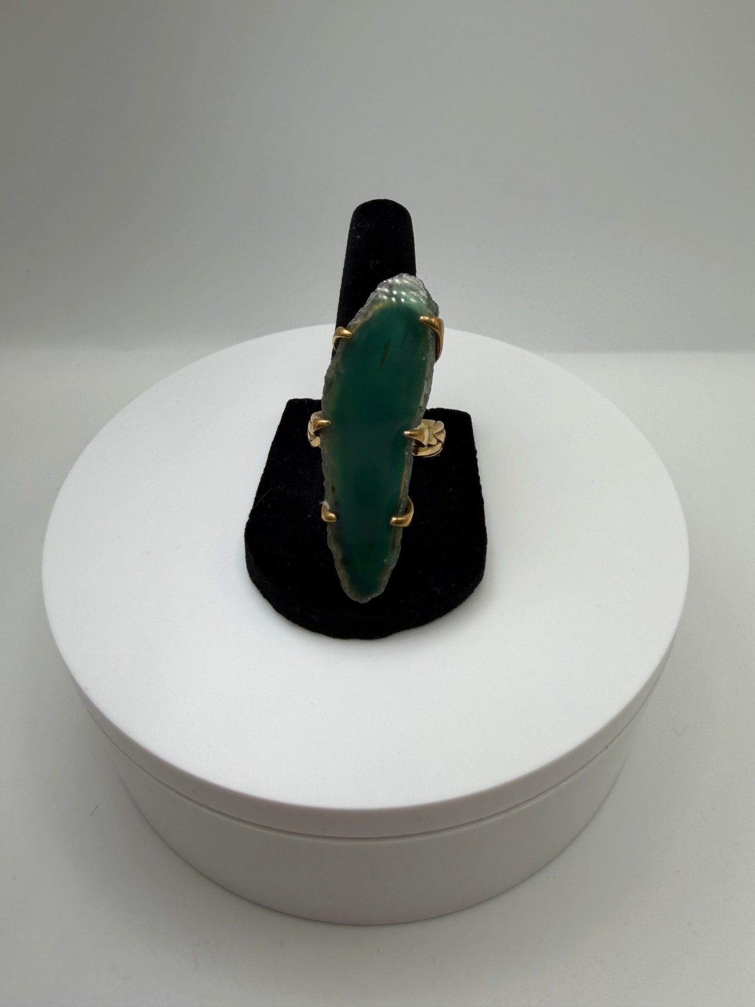 Green agate braided ring - AVA Jewelry