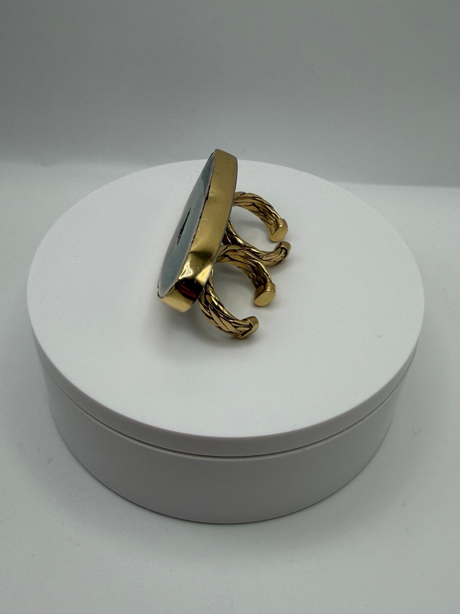 Green agate double ring - AVA Jewelry