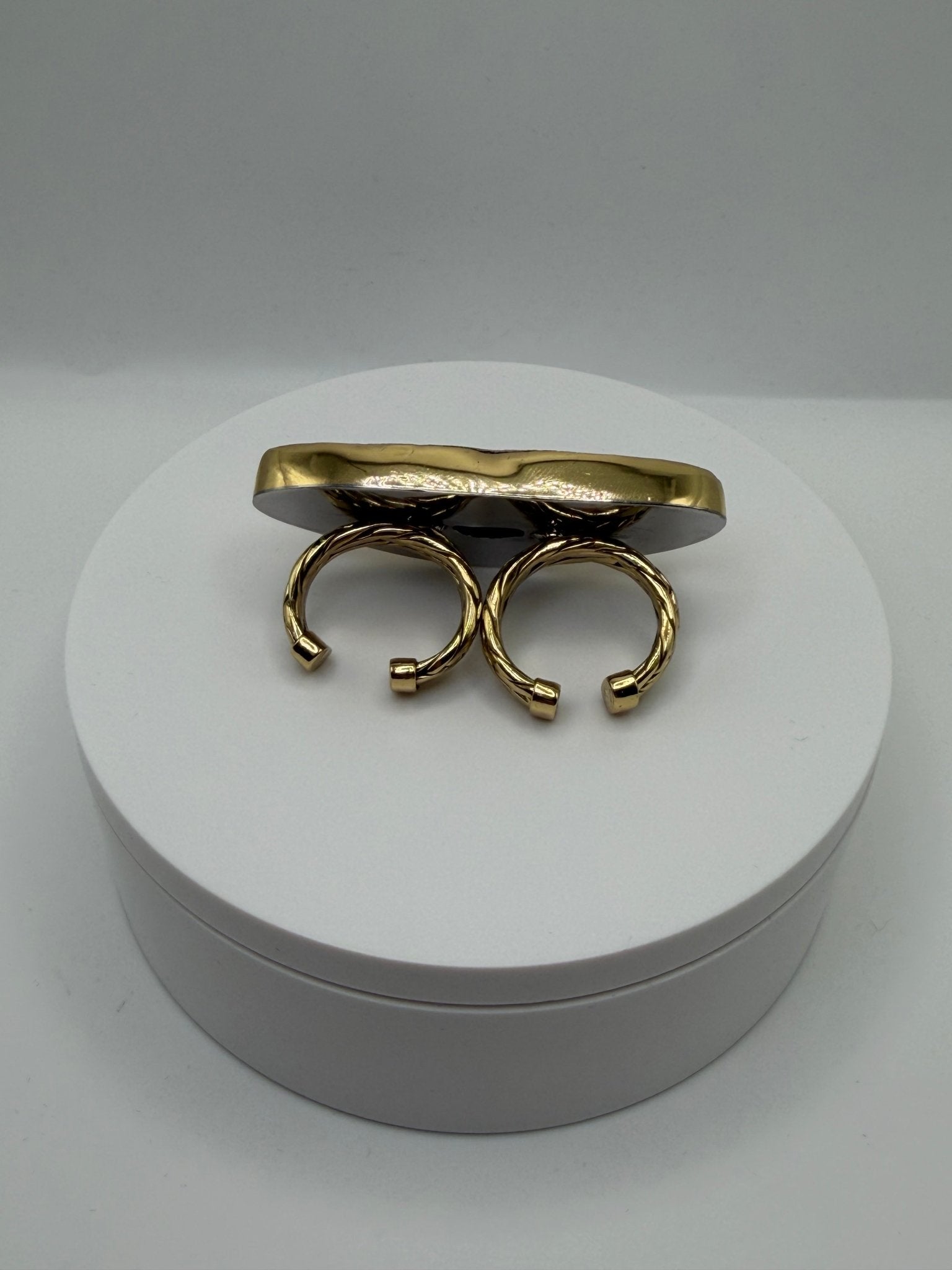 Green agate double ring - AVA Jewelry