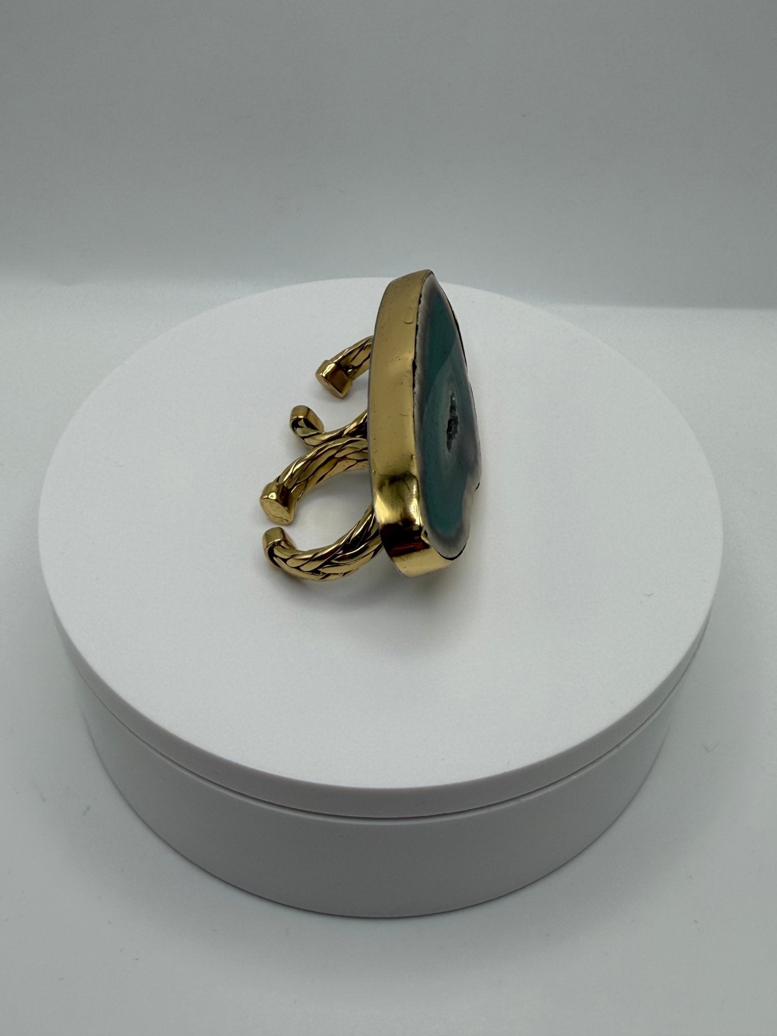 Green agate double ring - AVA Jewelry