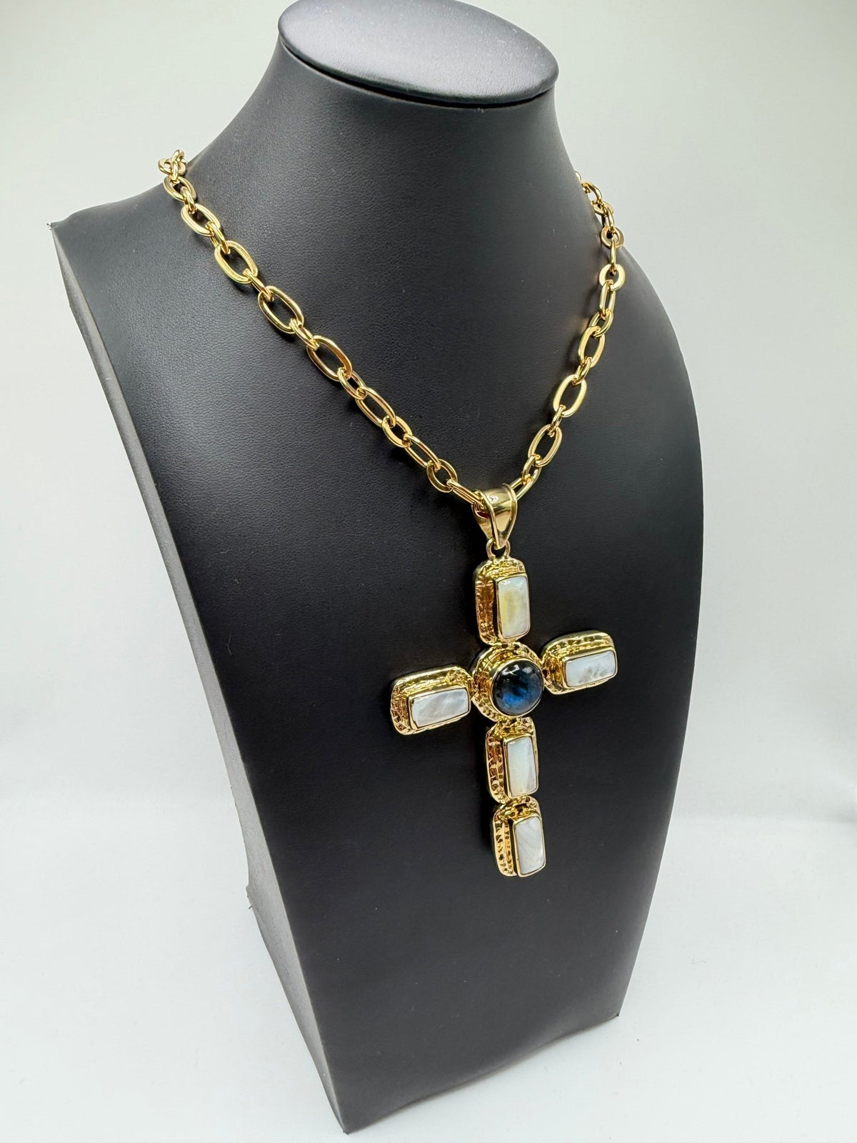 Labradorite & Mother of Pearl Cross - AVA Jewelry
