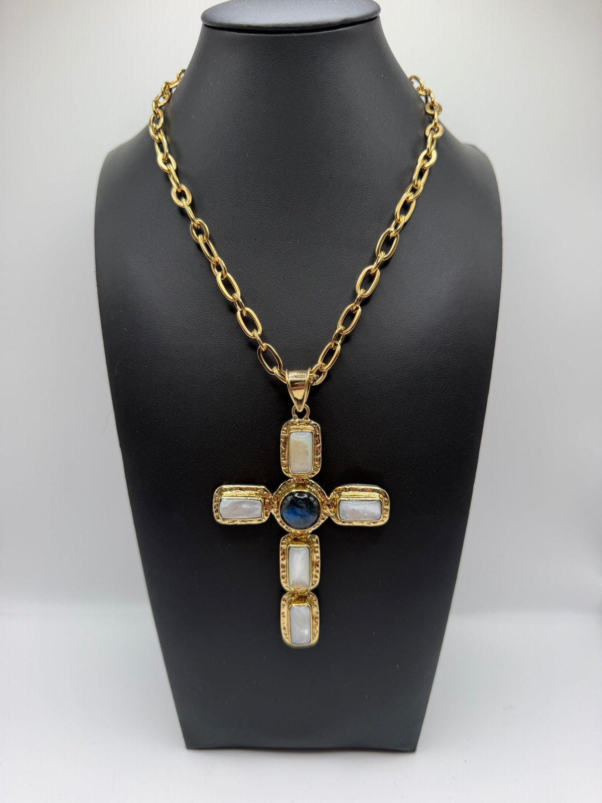 Labradorite & Mother of Pearl Cross - AVA Jewelry