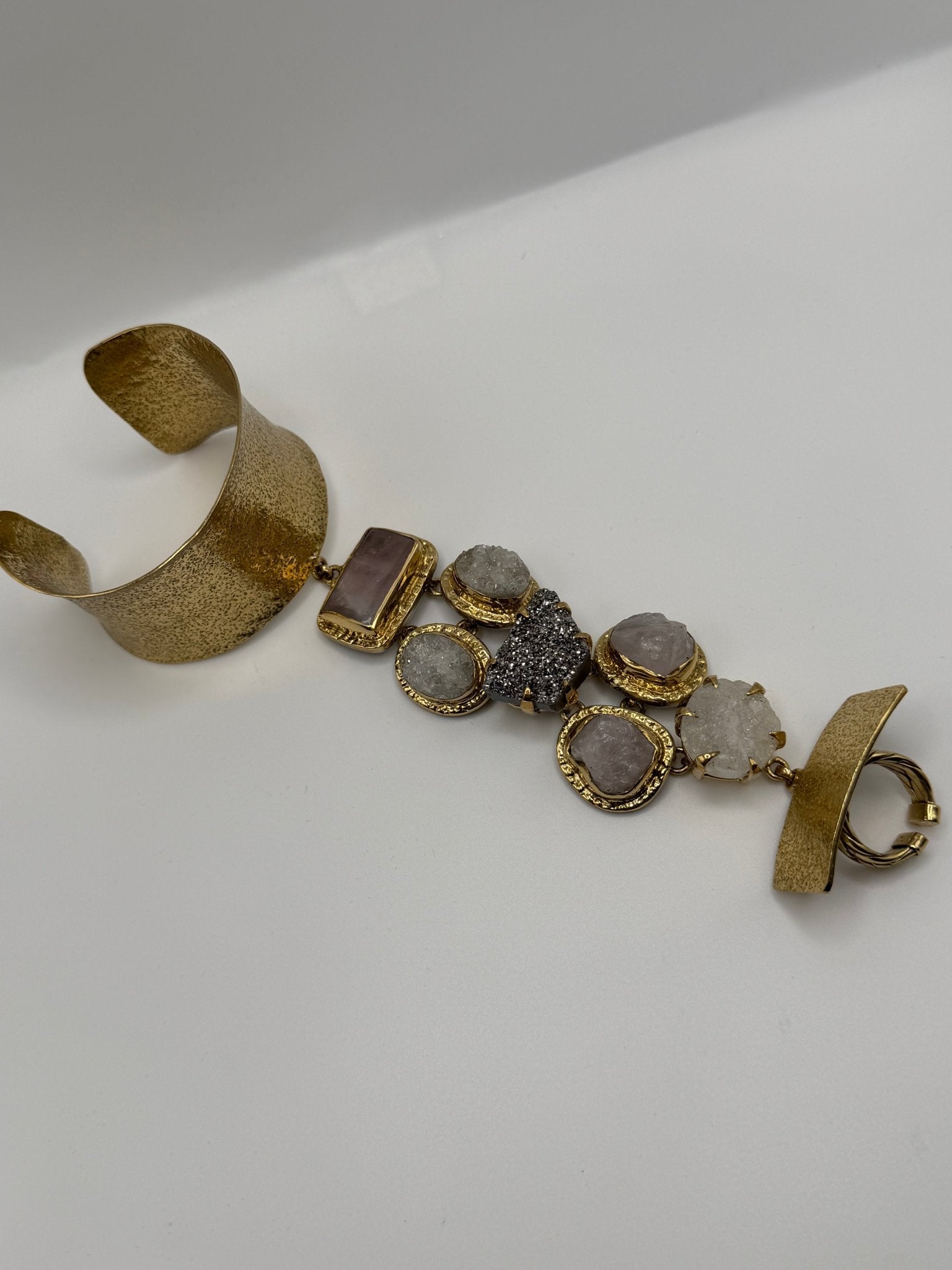 one of a kind rose hand piece - cuff and ring - AVA Jewelry