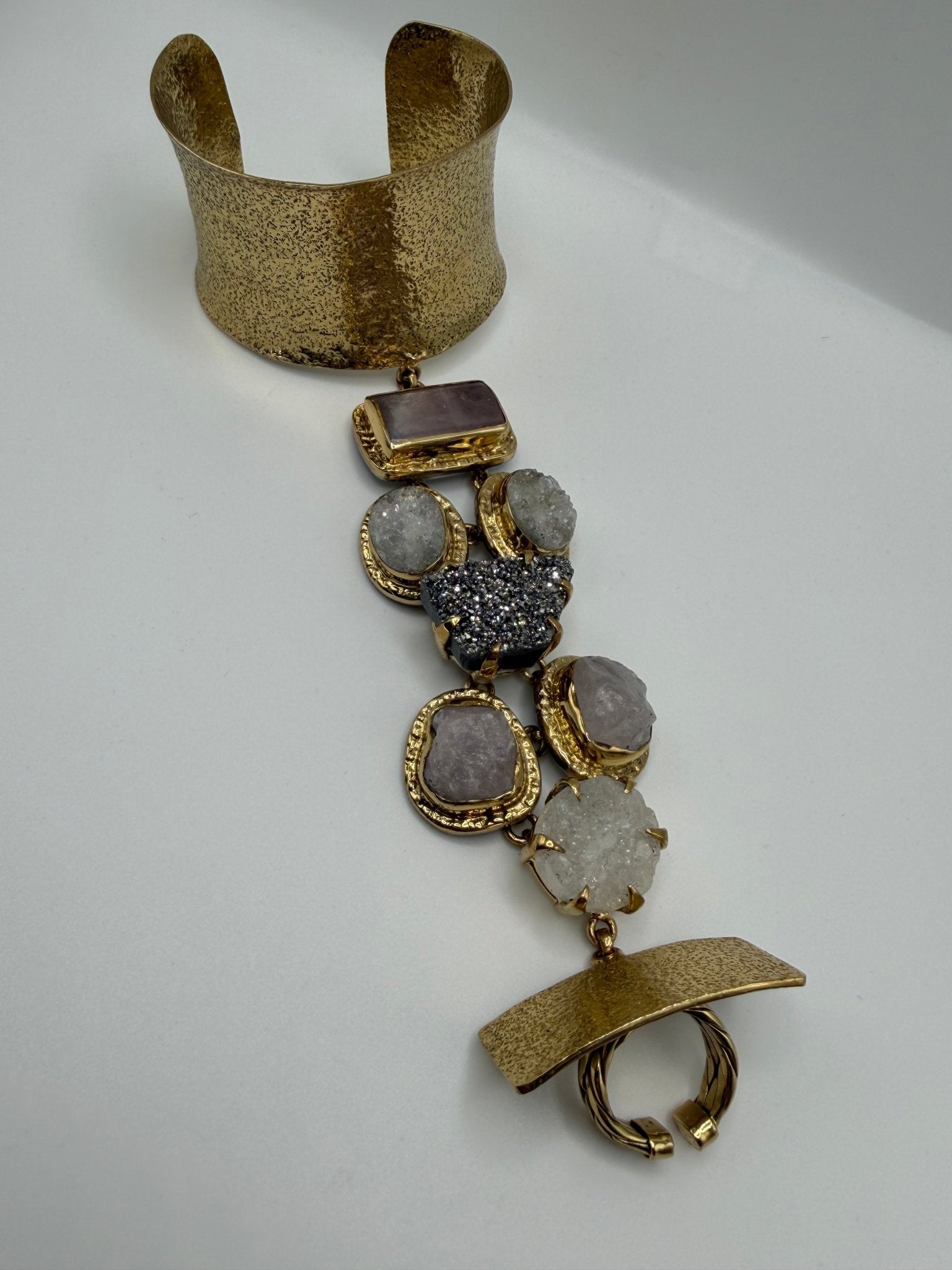 one of a kind rose hand piece - cuff and ring - AVA Jewelry