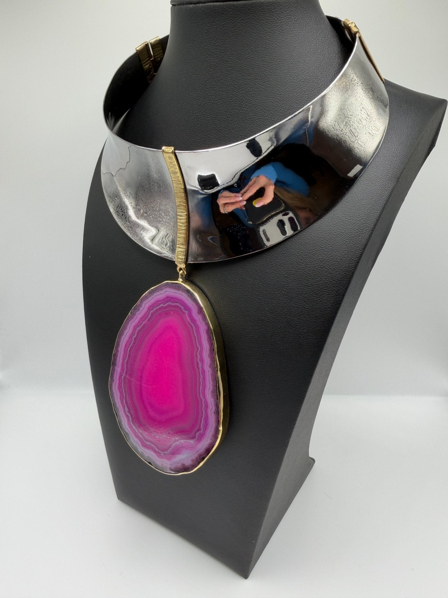 Pink agate slice - AVA Jewelry