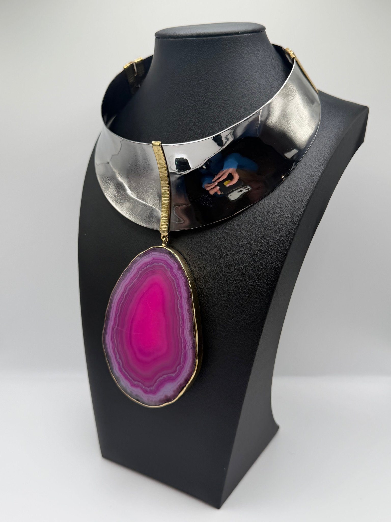 Pink agate slice - AVA Jewelry