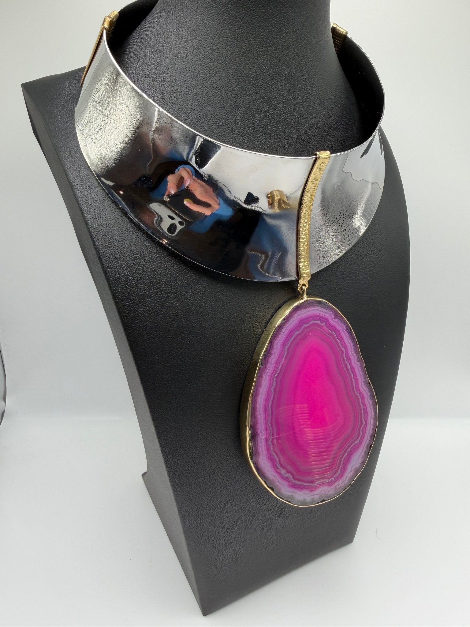 Pink agate slice - AVA Jewelry