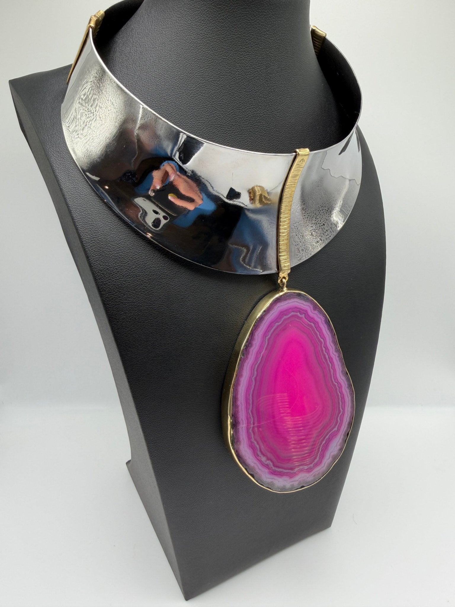 Pink agate slice - AVA Jewelry