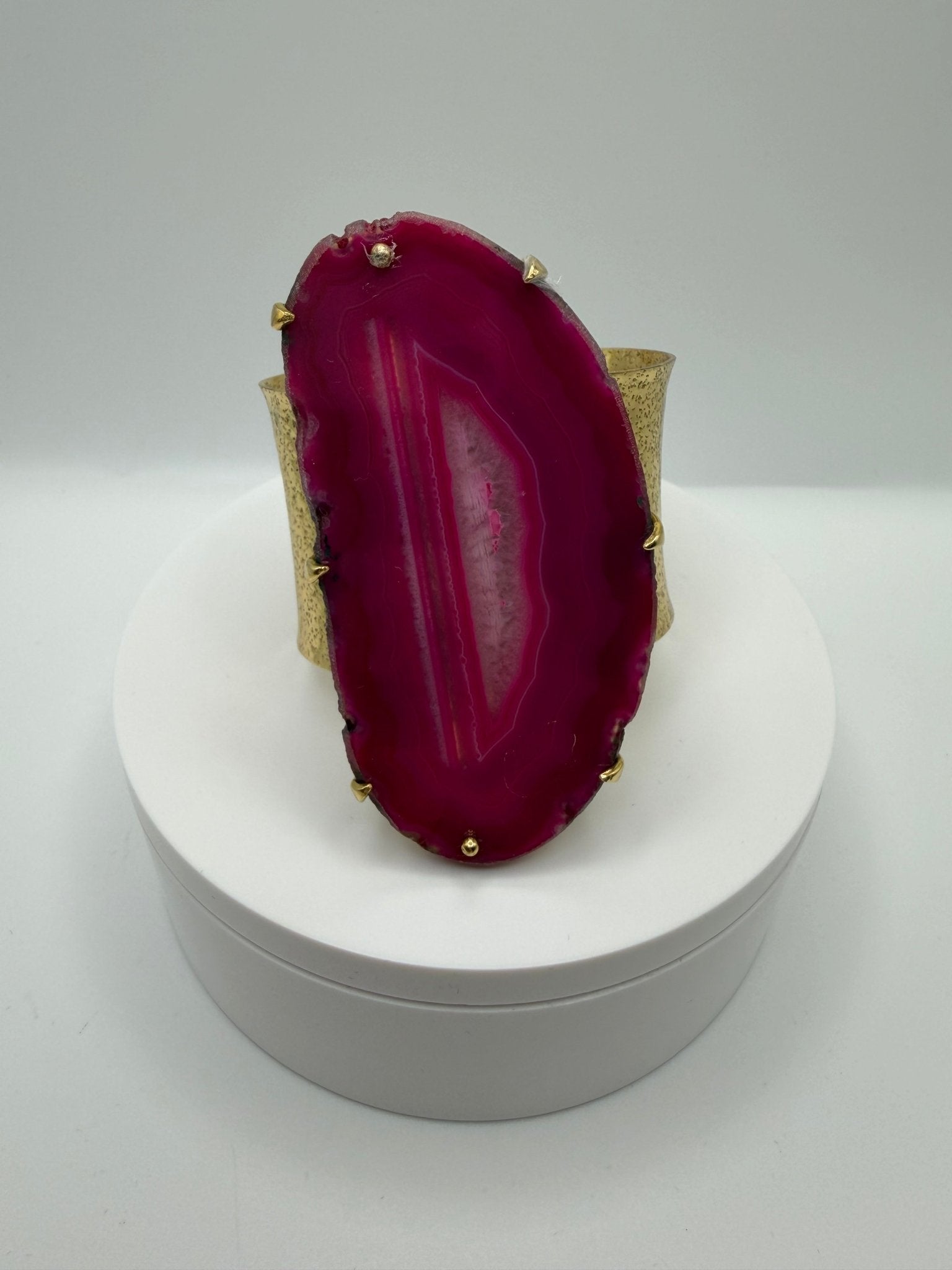 Pink agate slice bracelet - AVA Jewelry