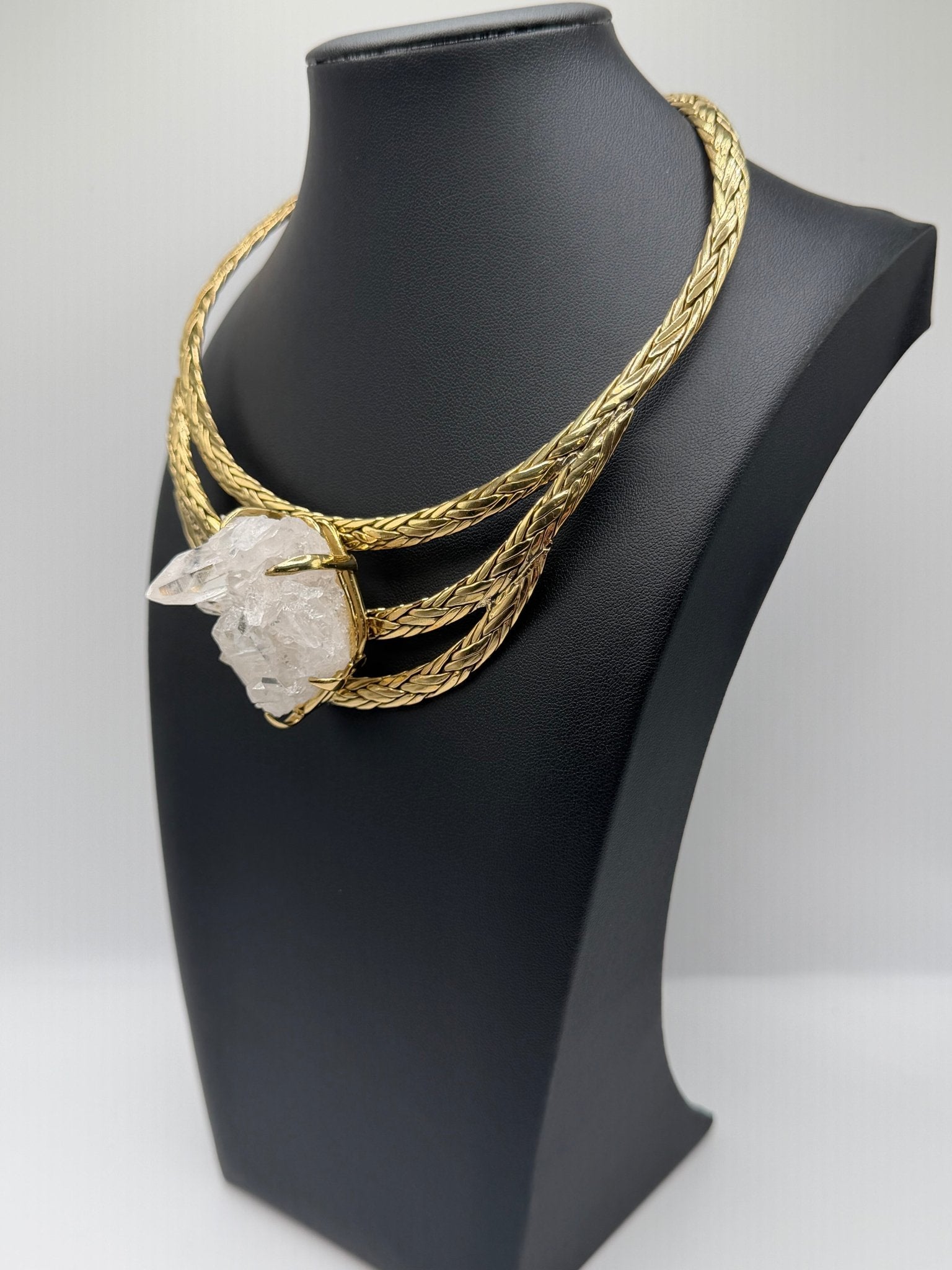 Quartz crystal braided necklace - AVA Jewelry