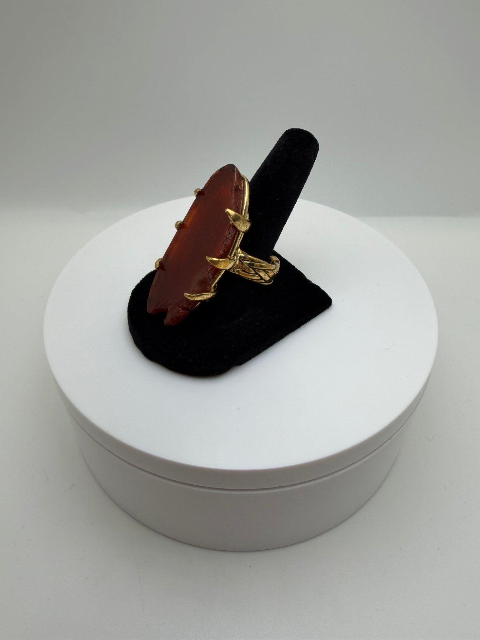 Red agate braided ring - AVA Jewelry