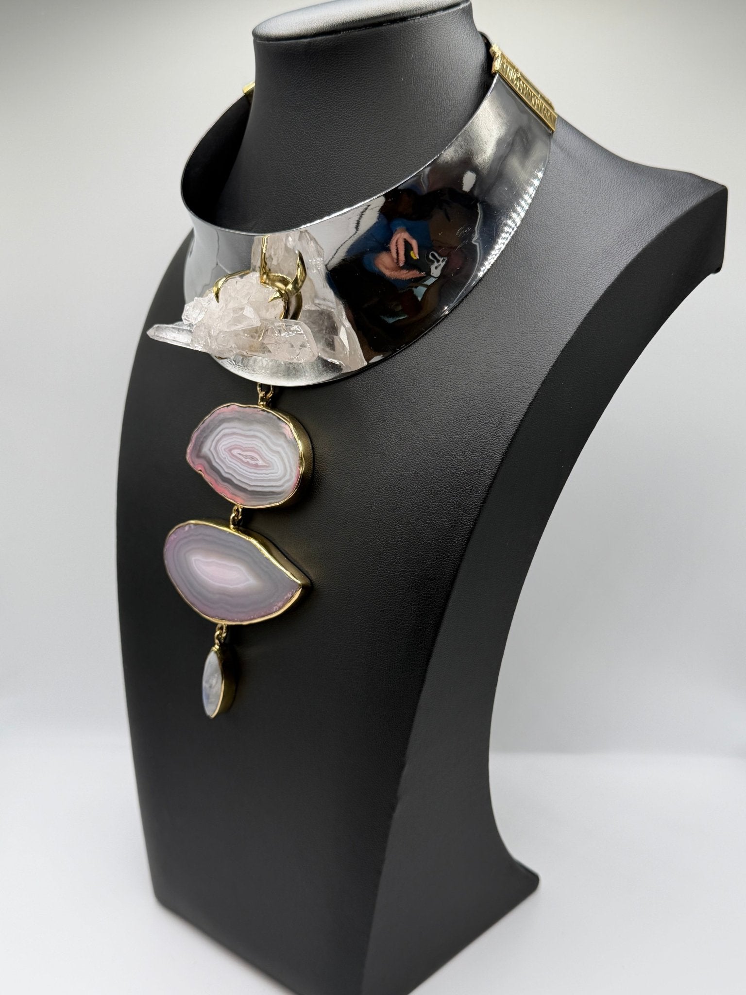 Rose quartz moonstone ascending collar - AVA Jewelry