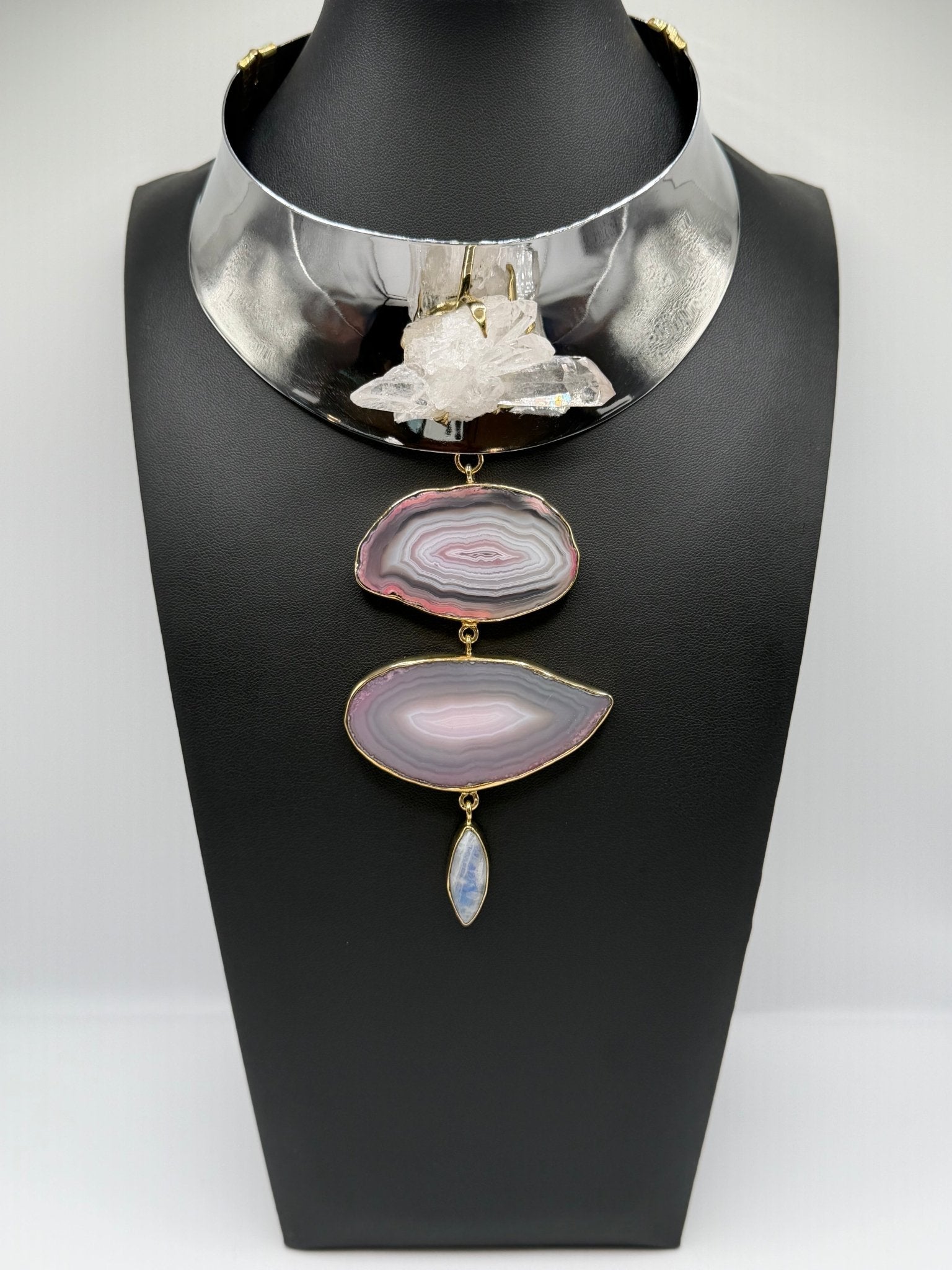 Rose quartz moonstone ascending collar - AVA Jewelry