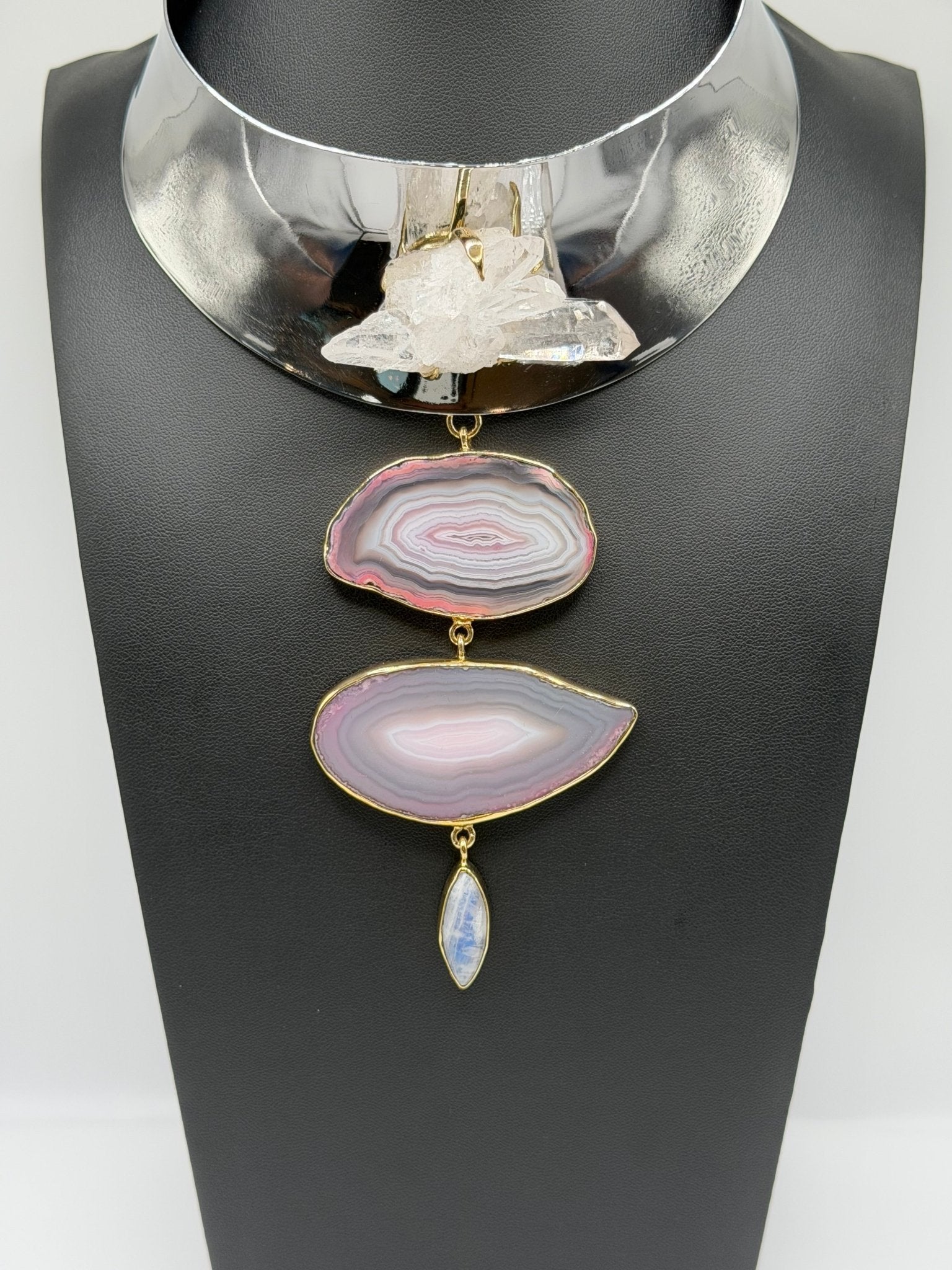 Rose quartz moonstone ascending collar - AVA Jewelry