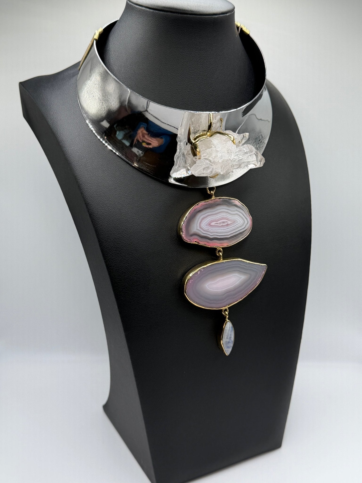 Rose quartz moonstone ascending collar - AVA Jewelry