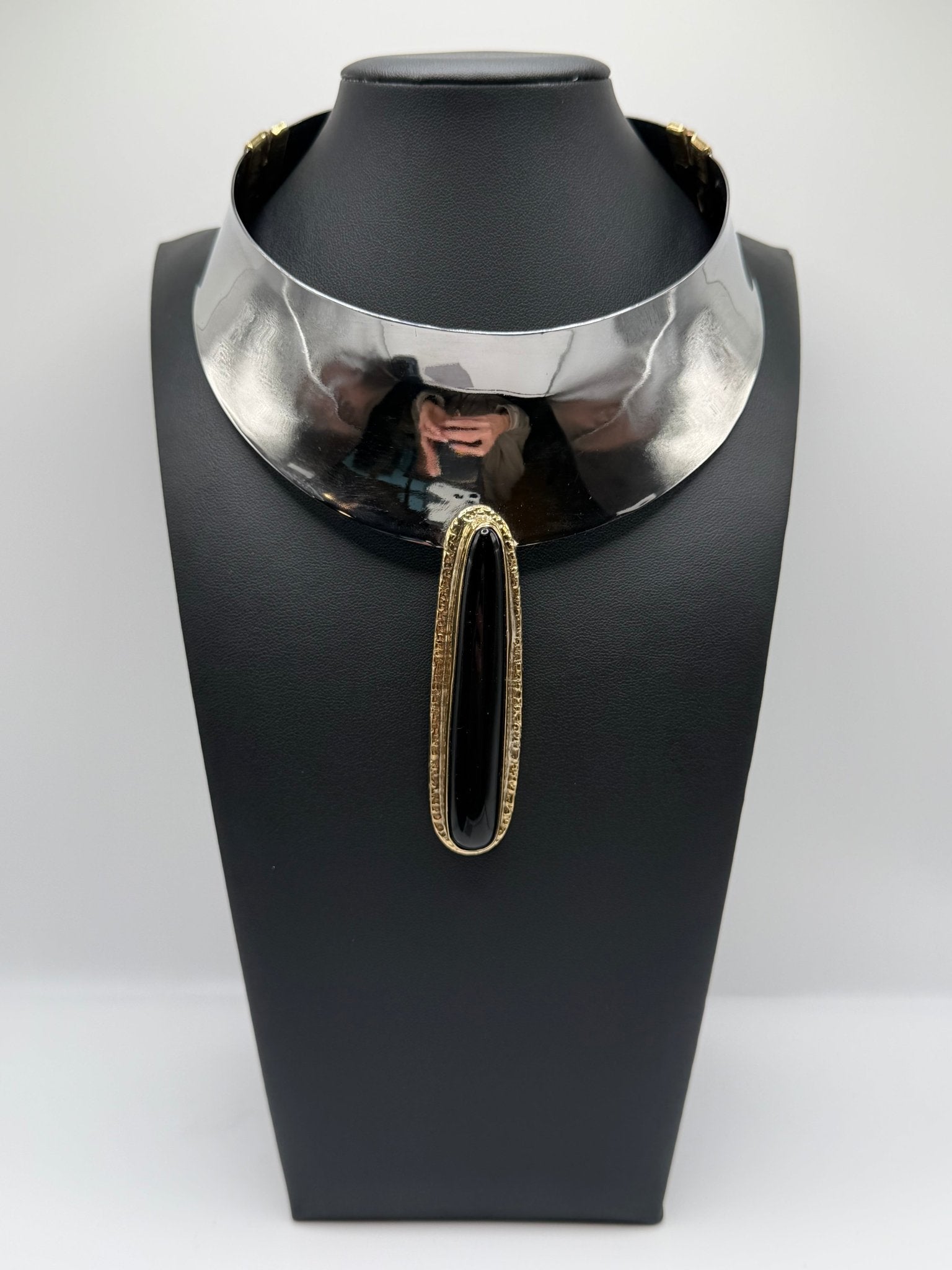 Stainless steel black obsidian - AVA Jewelry