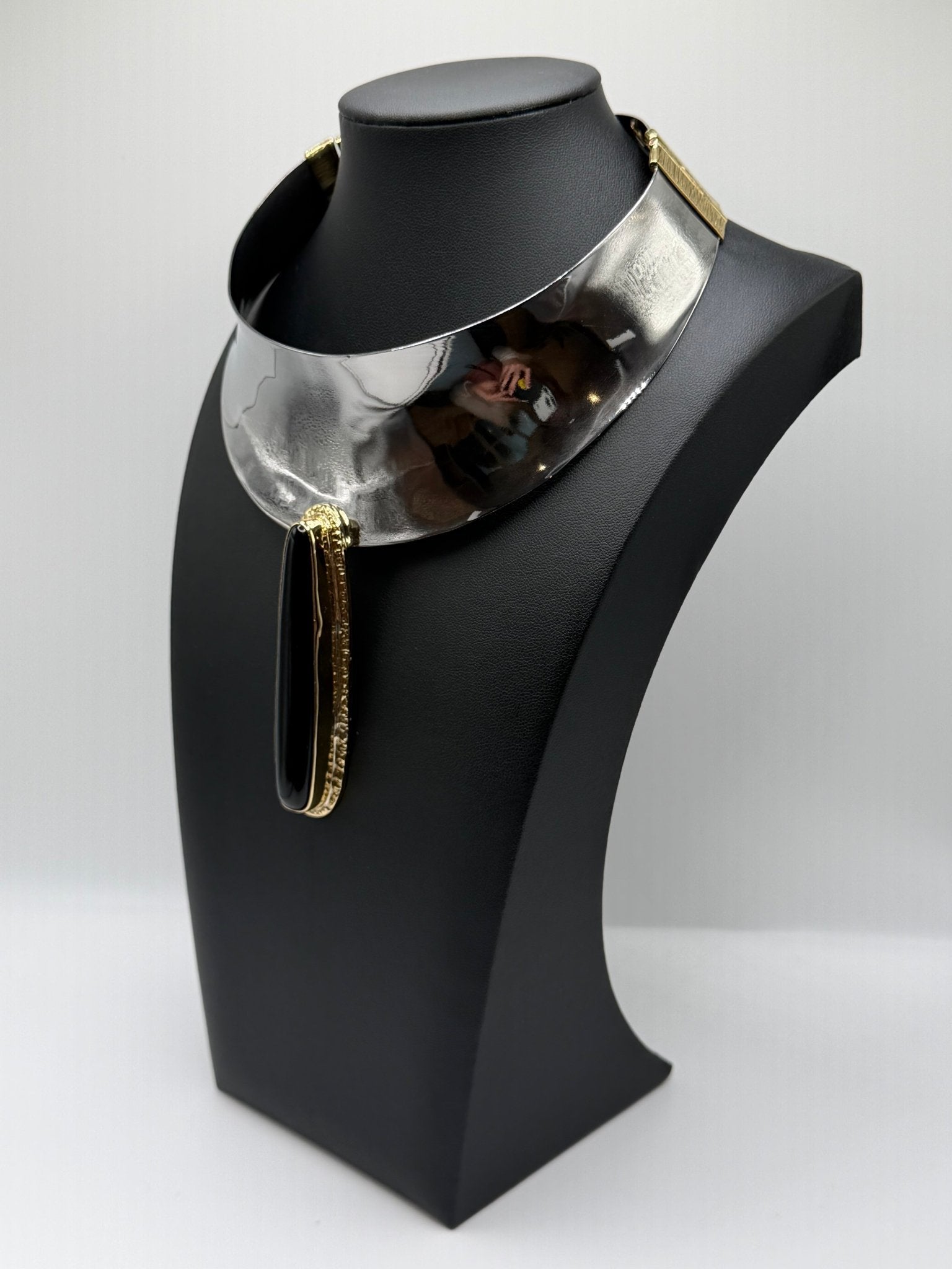 Stainless steel black obsidian - AVA Jewelry