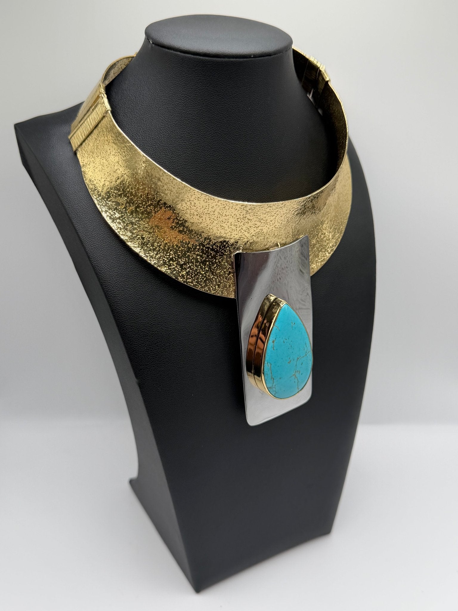 Turquoise mixed metal collar - AVA Jewelry