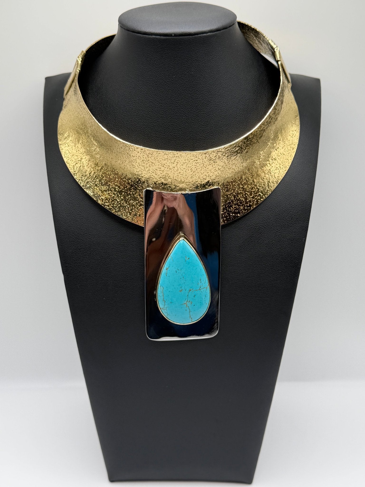 Turquoise mixed metal collar - AVA Jewelry