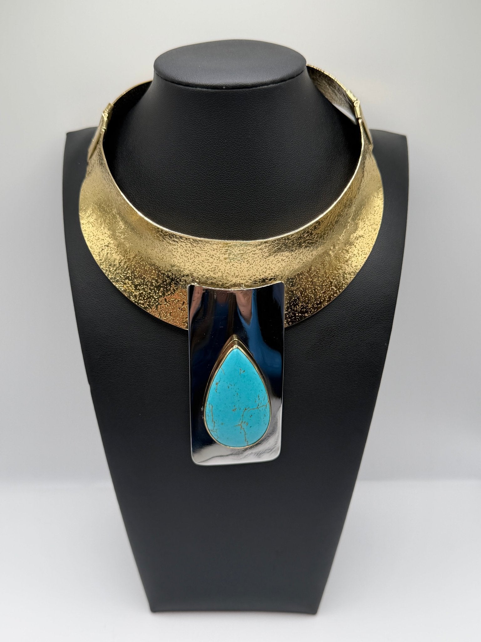 Turquoise mixed metal collar - AVA Jewelry